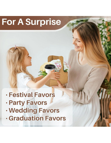 Portavasos de Cartón Kraft MAQIHAN para 2 Tazas con Asa - 20 Piezas