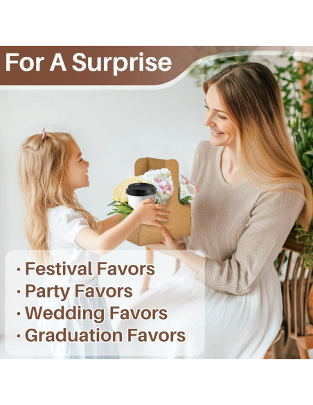 Portavasos de Cartón Kraft MAQIHAN para 2 Tazas con Asa - 20 Piezas