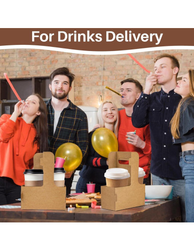 Portavasos de Cartón Kraft MAQIHAN para 2 Tazas con Asa - 20 Piezas