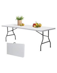 Mesa Plegable Saicool SV-952 8FT Blanca para Interiores y Exteriores