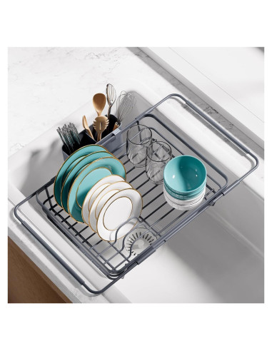 Escurridor de Platos Extensible Sakugi 30.5 cm Gris Acero Inoxidable