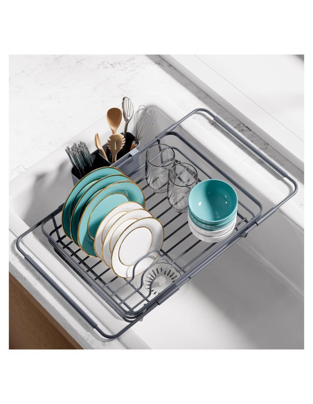 Escurridor de Platos Extensible Sakugi 30.5 cm Gris Acero Inoxidable