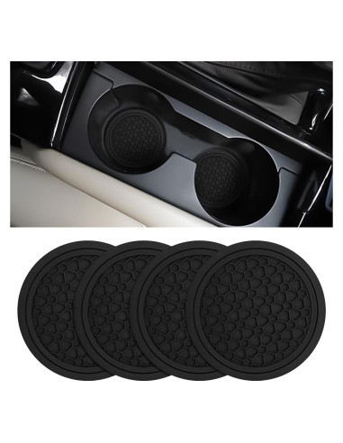 Mandark 4PCS Posavasos Antideslizantes para Coche Negro