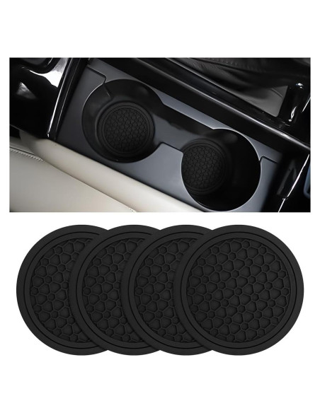 Mandark 4PCS Posavasos Antideslizantes para Coche Negro