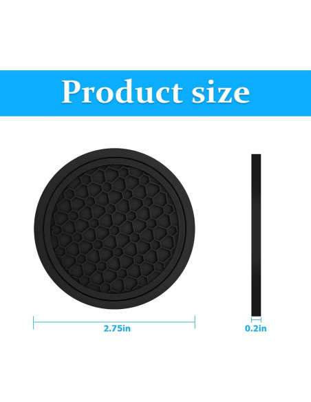 Mandark 4PCS Posavasos Antideslizantes para Coche Negro