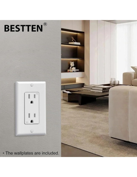 Tomas Decorativas BESTTEN 15A 100 Unidades a Prueba de Manipulación