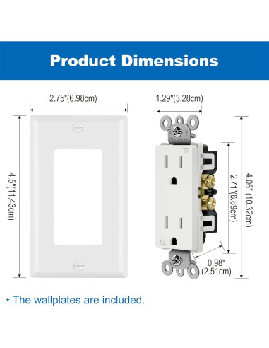 Tomas Decorativas BESTTEN 15A 100 Unidades a Prueba de Manipulación