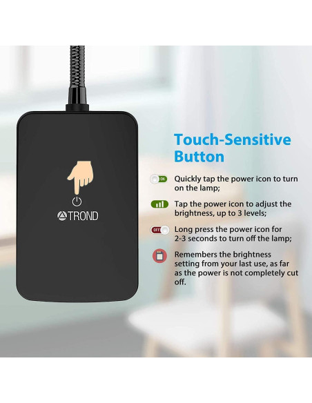 Lámpara de Escritorio LED TROND Halo 9W-C 1000LM Regulable