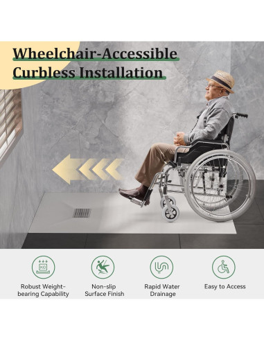 Pan de Ducha Sin Umbral 60x36cm Findepot Antideslizante