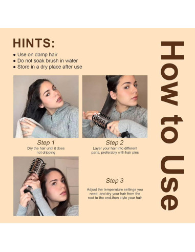 Secador de cabello Olaermoso con cepillo ovalado 2.54 cm