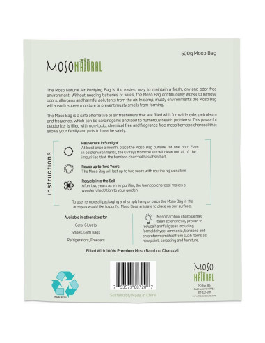 Bolsa Purificadora de Aire Moso 500g (2 Paquete) Carbón de Bambú
