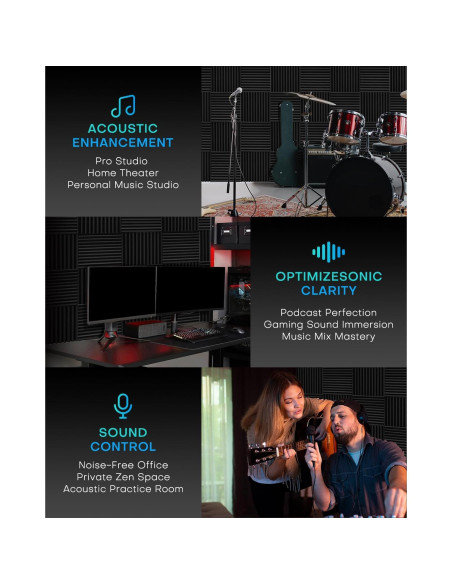 36 Paneles de Espuma Acústica Sonicreative 2" Aislantes