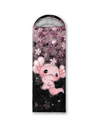 Saco de Dormir QOOMO Axolotl Cherry Blossom 3 Temporadas 229x79cm