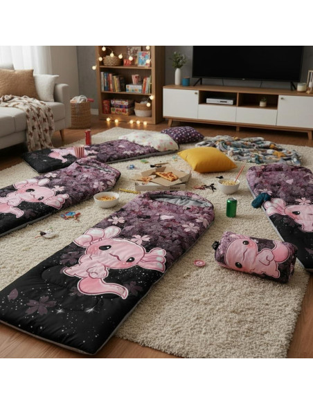 Saco de Dormir QOOMO Axolotl Cherry Blossom 3 Temporadas 229x79cm
