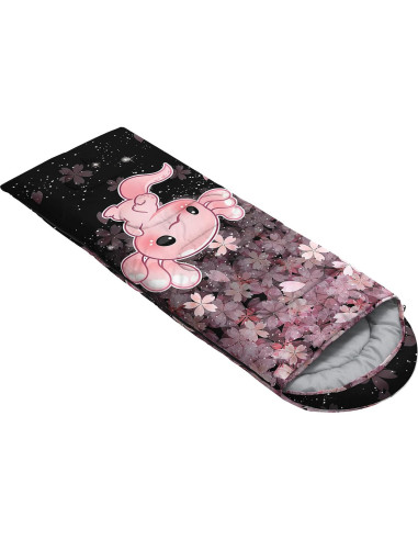 Saco de Dormir QOOMO Axolotl Cherry Blossom 3 Temporadas 229x79cm