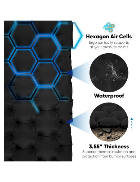 Almohadilla de Camping POWERLIX Individual con Cojín y Bomba