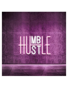 Luz de Neón Hustle Humble Rosa y Blanco 25x41 cm USB