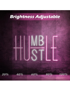 Luz de Neón Hustle Humble Rosa y Blanco 25x41 cm USB 2