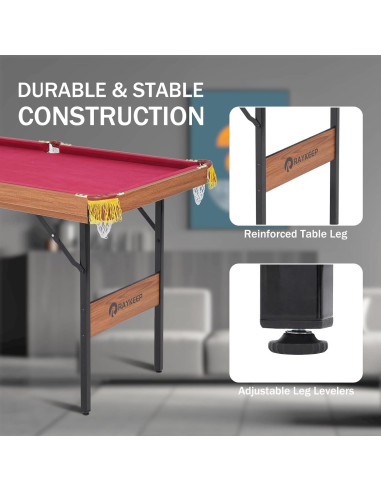 Mesa de Billar Portátil RAYKEEP 54" (137 cm) Plegable con Accesorios