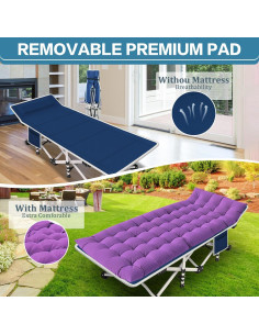 Cama de Camping Plegable NESDCC con Colchón 190.5x71.1cm 2