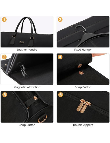 Bolsa de Ropa LOVEVOOK 3 en 1 para Viaje - Negro