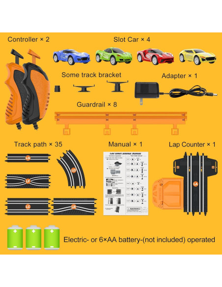 Set de Pista de Carreras Eléctrica Mccreadee 5.61m 4 Coches