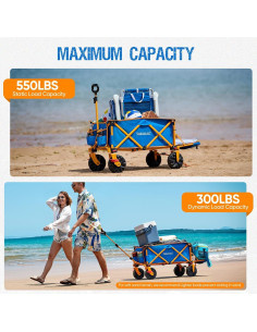 Carro de Playa Plegable Old Bahama Bay 2 en 1 con Freno 2