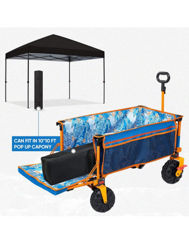 Carro de Playa Plegable Old Bahama Bay 2 en 1 con Freno