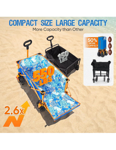 Carro de Playa Plegable Old Bahama Bay 2 en 1 con Freno