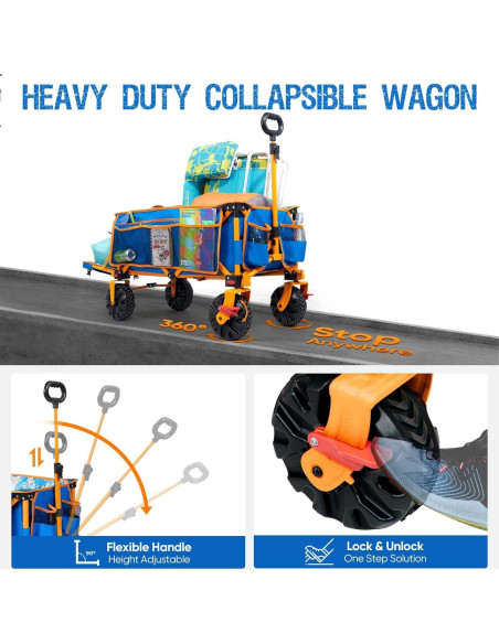 Carro de Playa Plegable Old Bahama Bay 2 en 1 con Freno