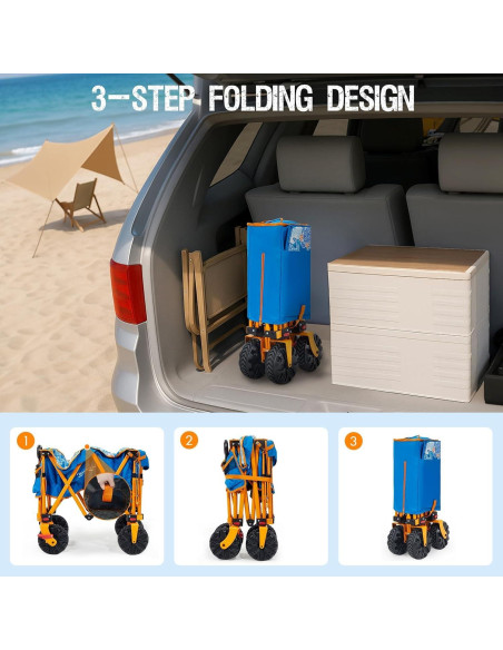 Carro de Playa Plegable Old Bahama Bay 2 en 1 con Freno