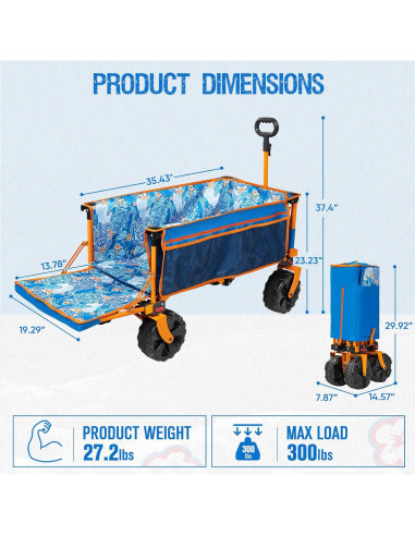 Carro de Playa Plegable Old Bahama Bay 2 en 1 con Freno