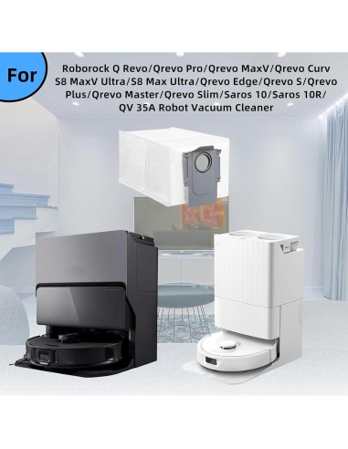 8 Bolsas de Polvo Roborock Q Revo/Saros 10 - Capacidad 2.7L