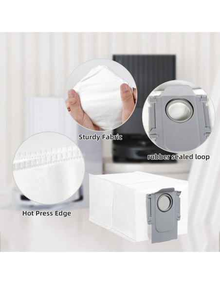 8 Bolsas de Polvo Roborock Q Revo/Saros 10 - Capacidad 2.7L