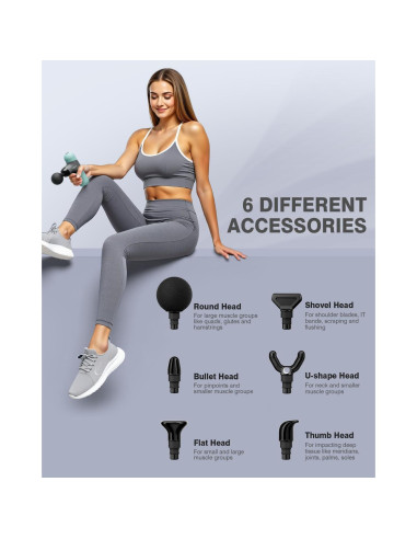 Pistola de Masaje Muscular Morelax M893BL Portátil 6 Cabezas