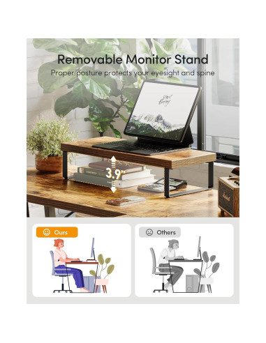 Escritorio de Juego en L CubiCubi 149.86 cm Marrón Rústico