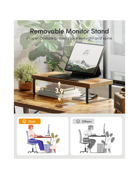 Escritorio de Juego en L CubiCubi 149.86 cm Marrón Rústico