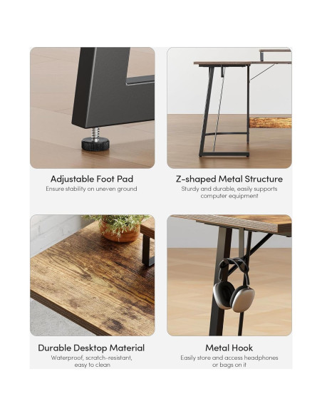 Escritorio de Juego en L CubiCubi 149.86 cm Marrón Rústico