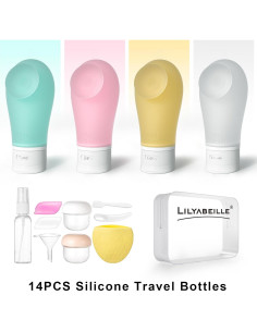 Kit de Botellas de Viaje 14 Pcs LilyAbeille 3oz A Prueba de Fugas 2
