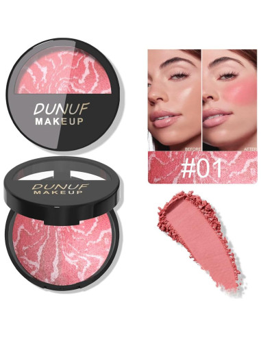 Rubor Marmoleado Horneado FeiCuiYun 2-en-1 Crema Rosa