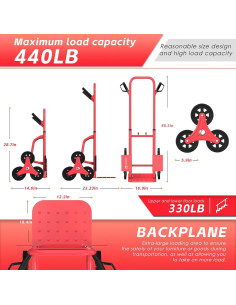 Carretilla de Escalera Teprovo TK1500 Roja 440lb Alta Resistencia 2