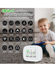 Monitor de Calidad del Aire Bcetasy 18-en-1 WiFi con App 2