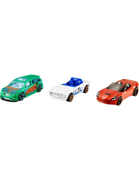 Paquete de 3 coches Hot Wheels Mattel 1:64 para niños