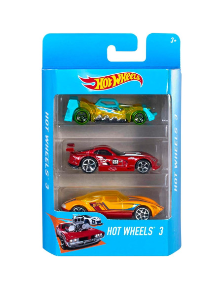 Paquete de 3 coches Hot Wheels Mattel 1:64 para niños