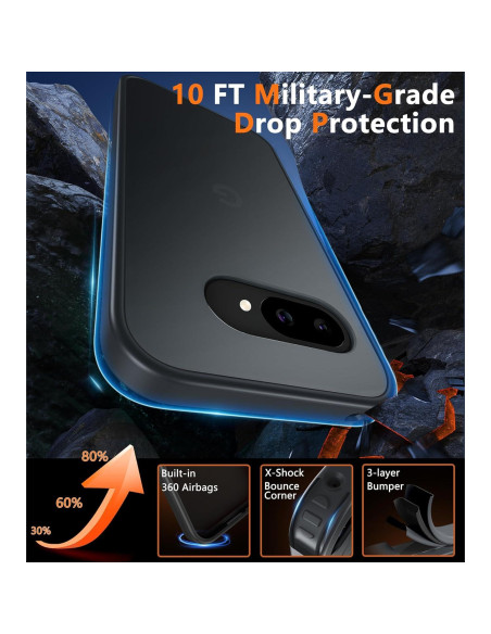Funda FNTCASE para Google Pixel 9a - Antigolpes y Mate Negra