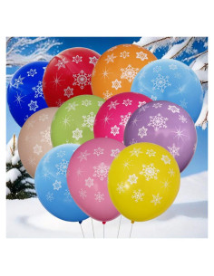 100 Globos Transparentes Copo de Nieve 30 cm AzsVbvs