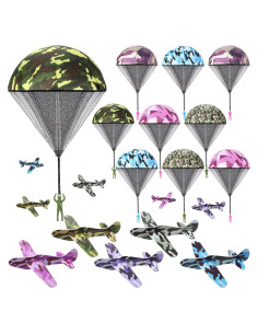 Jerify 20 Pcs Juguetes Paracaídas y Aviones de Espuma Camuflados