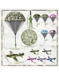 Jerify 20 Pcs Juguetes Paracaídas y Aviones de Espuma Camuflados 2