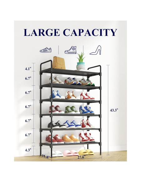 Estante para zapatos Kitsure 6 niveles 70.1x30x110 cm Negro