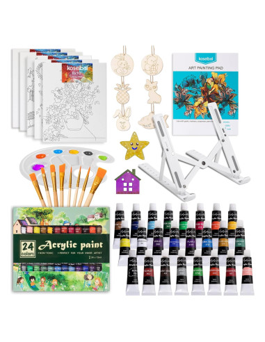 Set de Pintura Acrílica Koseibal 48 Piezas con Caballete